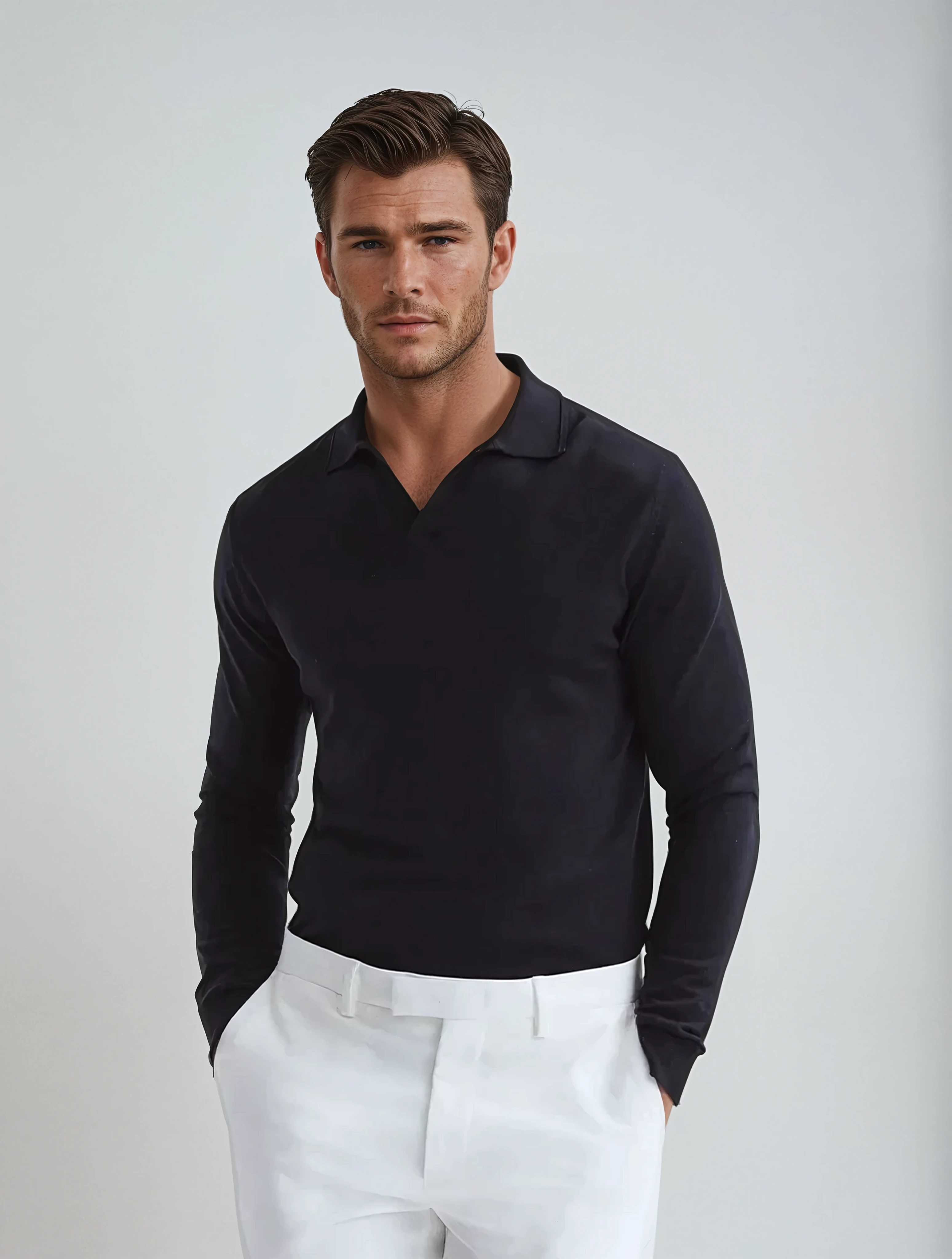 Longsleeve Polo Black