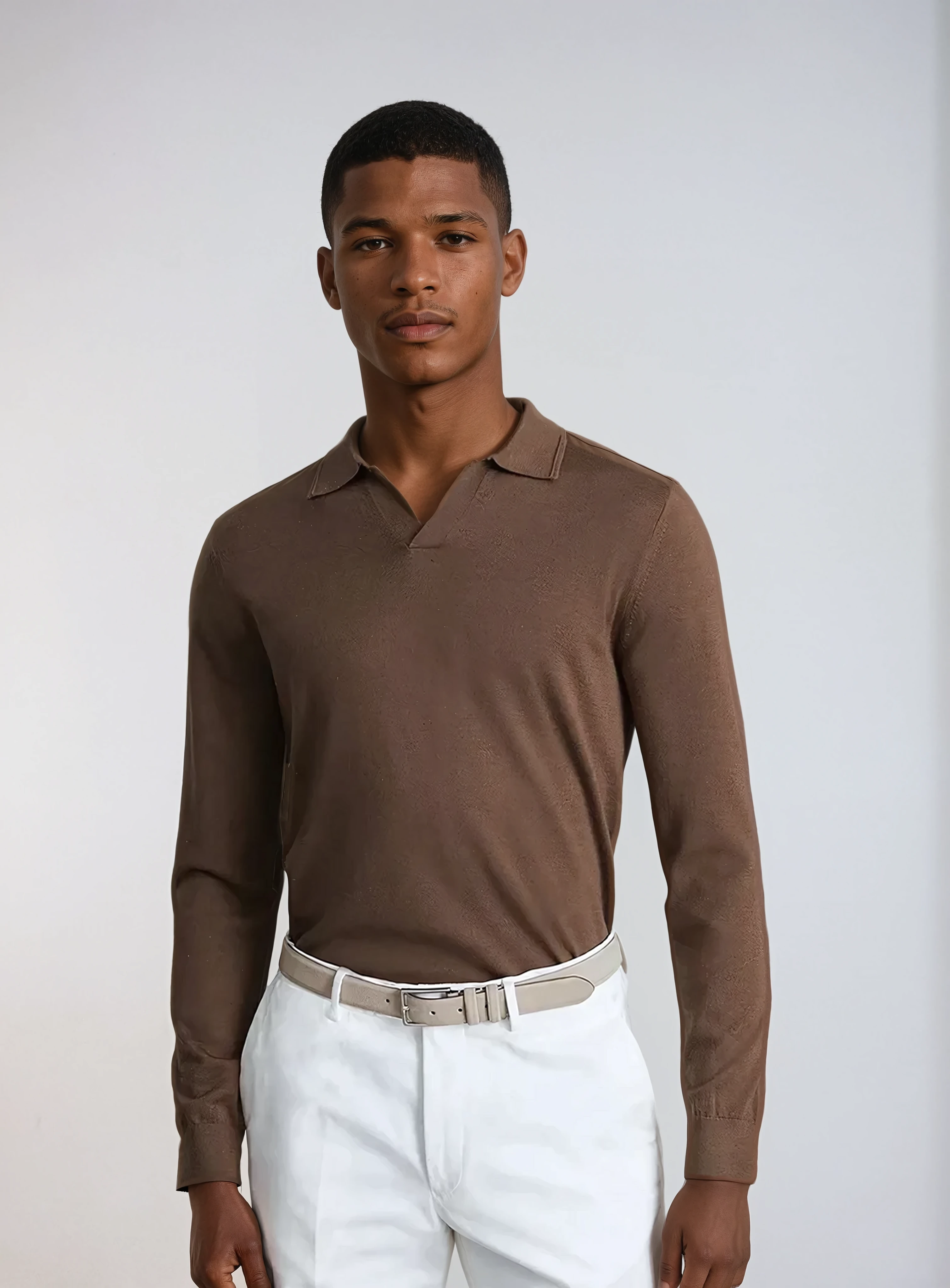 Longsleeve Polo Dark Brown